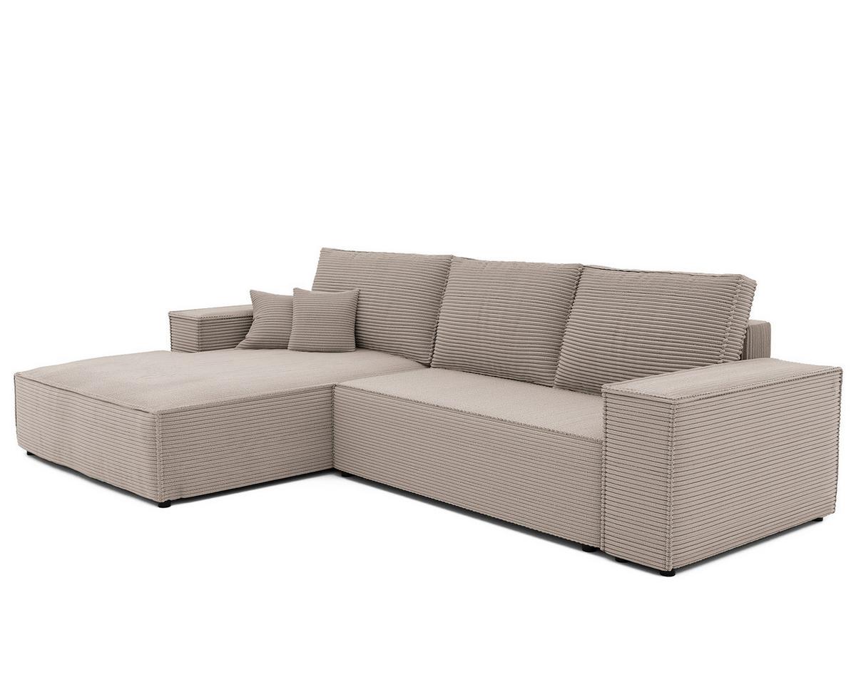 ECKSOFA NOVA Links mit Schlaffunktion und Bettkasten Cappuccino - Cappuccino, Kunststoff/Textil (294/185cm) - Idohome