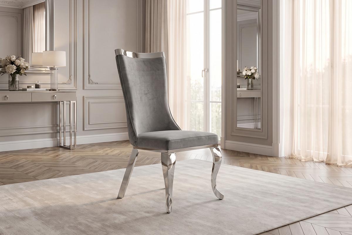 ESSZIMMERSTUHL SELENA Grau Velvet (1er-Set) - Grau, Textil (54/109/64cm) - KAWOLA