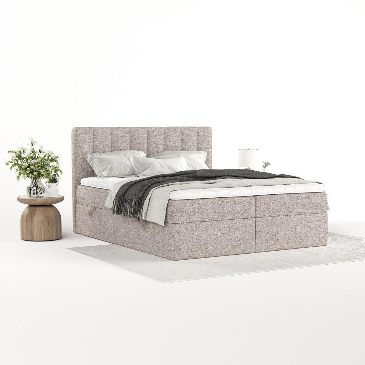 BOXBETT Bari 160/200 cm Beige im Neve Stoff - Beige, Holz/Holzwerkstoff (160/200cm) - AltaBeds