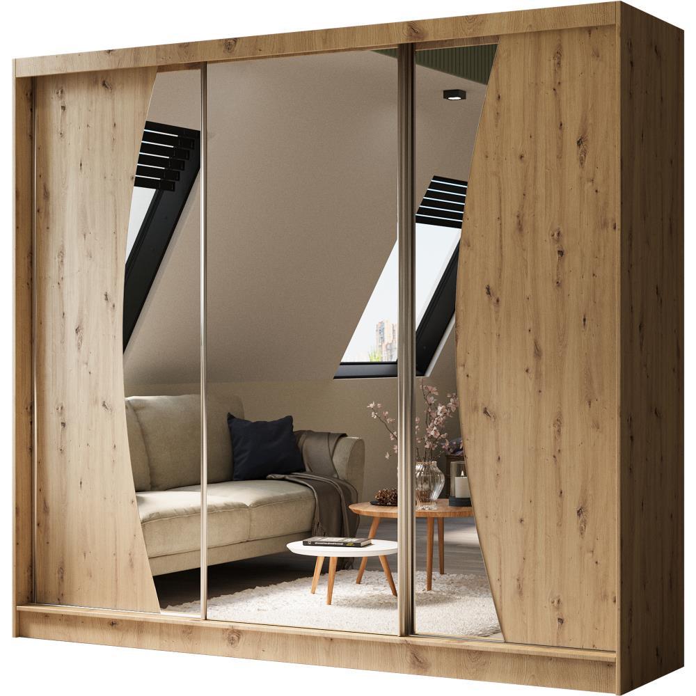 SCHWEBETÜRENSCHRANK Vox II 240/216/61 eiche Artisan mit Spiegel und Schubladen - Eiche Artisan, Holzwerkstoff (240/216/61cm) - Beautysofa
