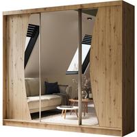 SCHWEBETÜRENSCHRANK Vox II 240/216/61 eiche Artisan mit Spiegel und Schubladen - Eiche Artisan, Holzwerkstoff (240/216/61cm) - Beautysofa