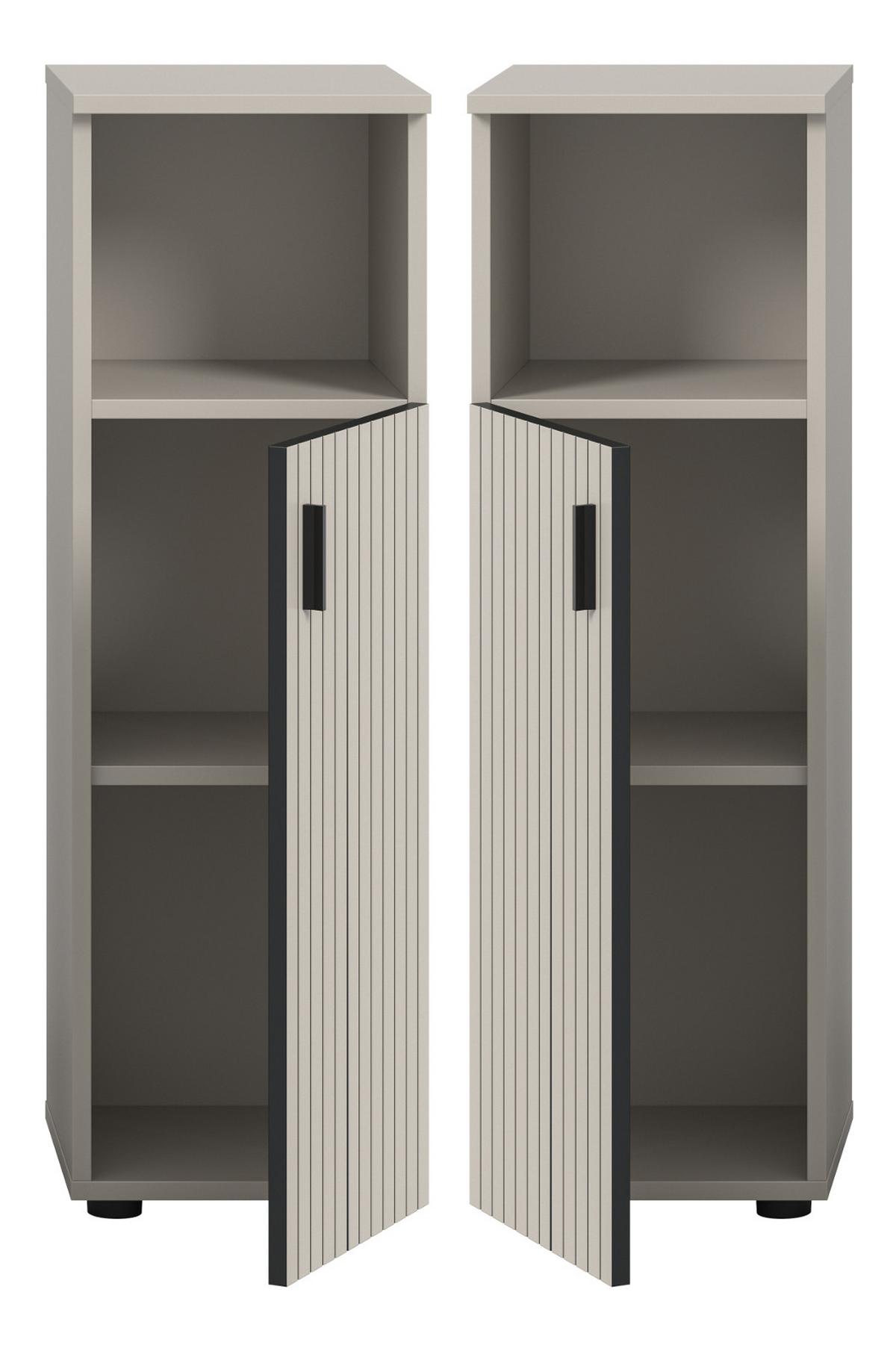 KOMMODE kaschmir 30 x 95 cm, Badschrank Türanschlag wechselbar - Kaschmir/Schwarz, Holzwerkstoff/Kunststoff (30/95/30cm) - Inn.Furn