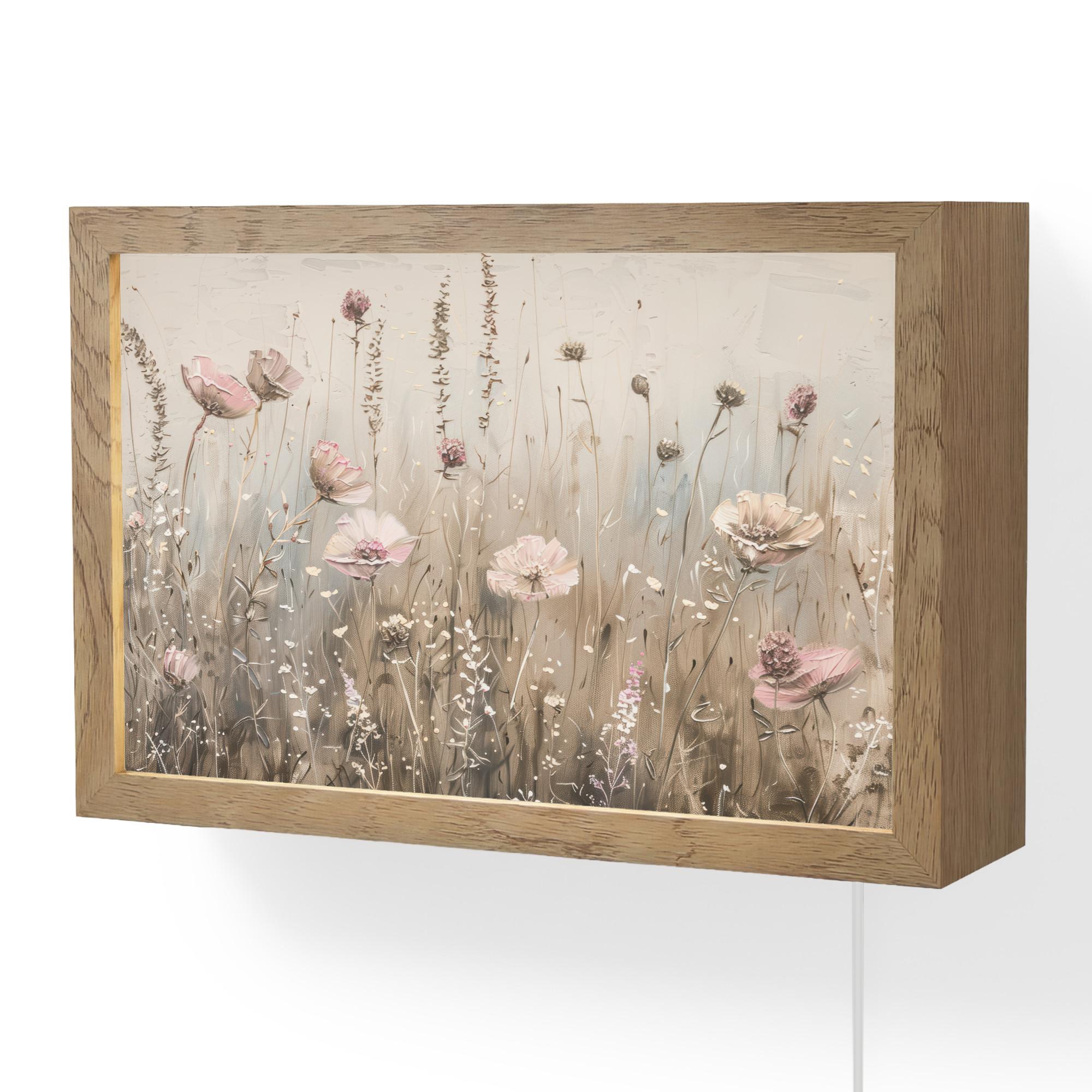 WANDLEUCHTE Blumen - Rosa - Modern - Beige 30x20 cm - Altrosa, Holzwerkstoff (30/20/8cm) - OnlyWow