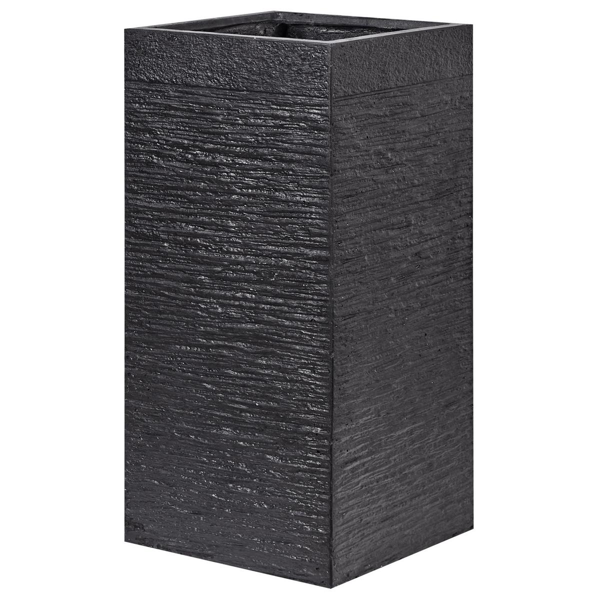 BLUMENTOPF schwarz quadratisch 33/33/70 cm Dion - Schwarz, Naturmaterialien (70cm) - Beliani