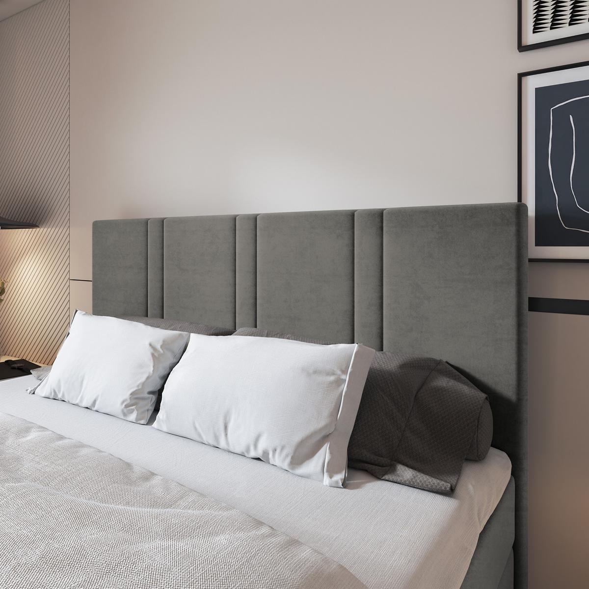 BOXBETT COMOZA 180x200 cm mit Matratze und Topper - Hellgrau - Hellgrau, Holz (180/200cm) - MASSENO
