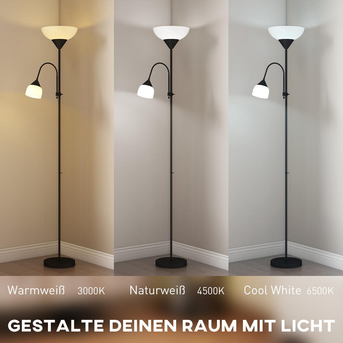 STEHLAMPE aus Metall & Kunststoff Schwarz - Schwarz, Metall (28/28/179.5cm) - HOMCOM