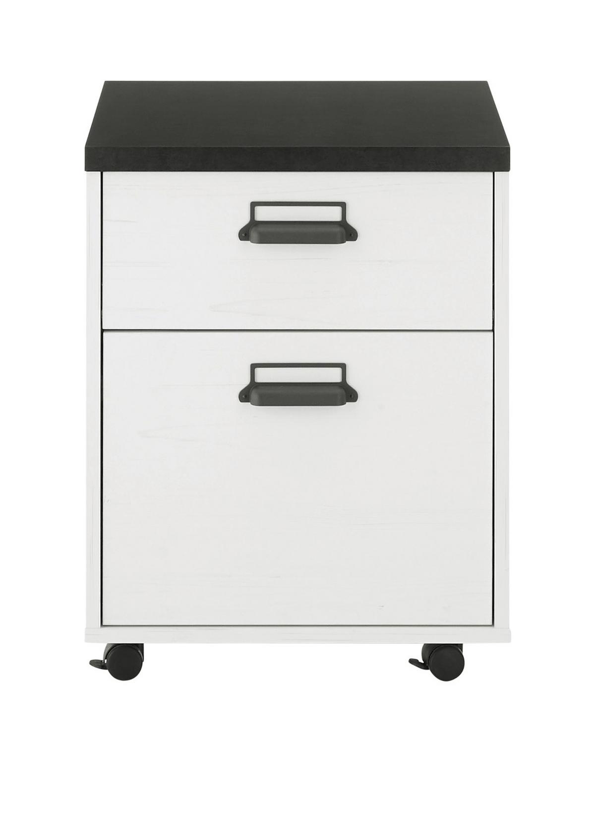 ROLLCONTAINER weiß Pinie, anthrazit Landhaus, Schreibtisch Container 47 x 60 cm - Anthrazit/Weiß, Holzwerkstoff/Kunststoff (47/60/51cm) - Furn.Design