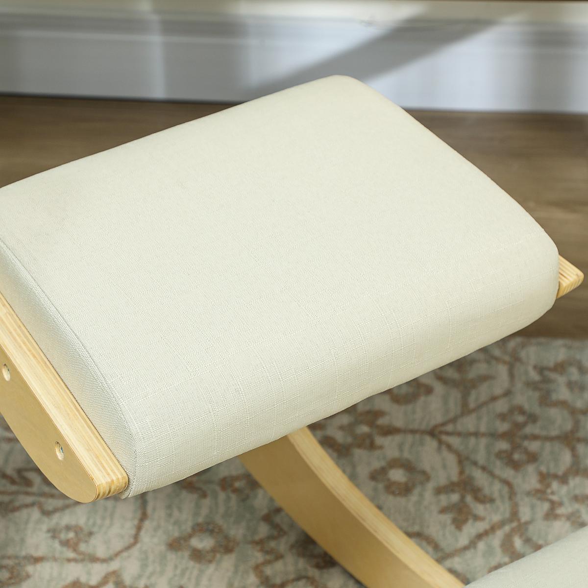 KNIESTUHL aus Buchenholz, Cremeweiß - Creme, Holz/Textil (85/55/55cm) - HOMCOM