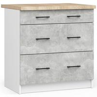 UNTERSCHRANK Weiß, Beton 85/80/46 - Hellgrau/Weiß, Holzwerkstoff (80/85/46cm) - RAUMHIRSCH FURNITURE