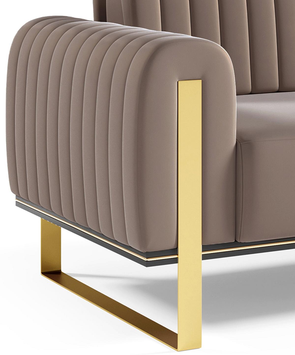 SOFA Parissa 228 cm - Beige/Goldfarben, Textil/Metall (228/79/92cm) - Selsey