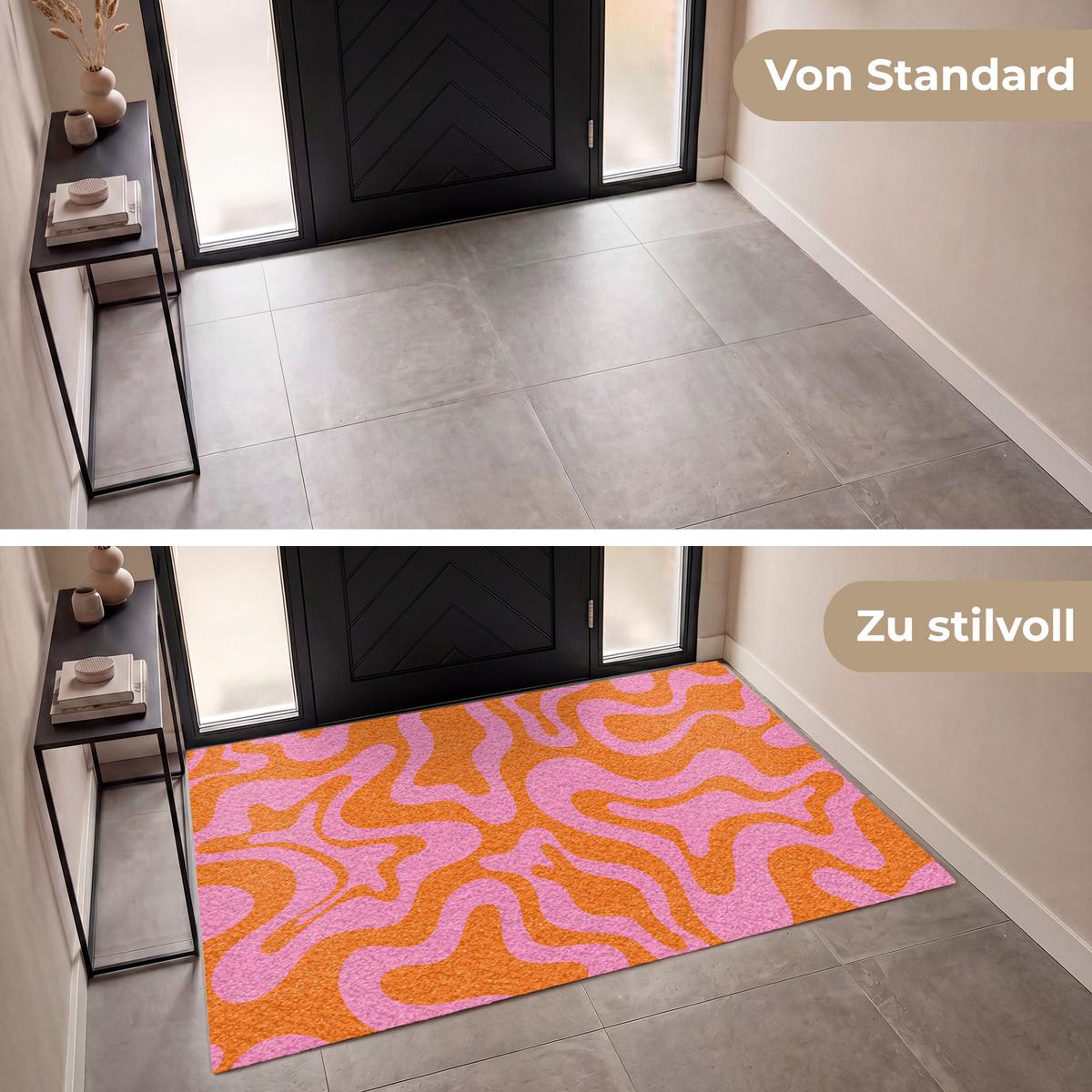 FUSSMATTE Muster - Rosa - Orange - Abstrakt - Modern Türmatte 180x120 cm - Pink, Kunststoff (180/0.4cm) - MuchoWow