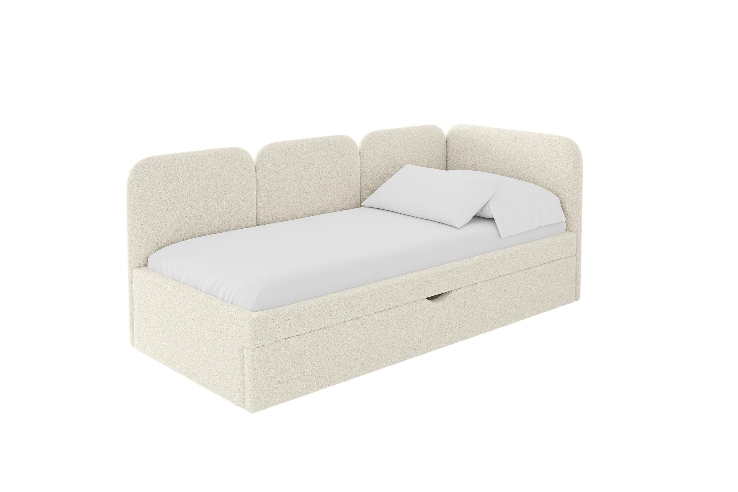 EINZELLBETT Jugendbett mit Bettkasten und Matratze H3/H4, Links - ALVY 100x200 Beige - Champagner, Holzwerkstoff/Textil (100/200cm) - ALTDECOR