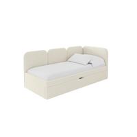 EINZELLBETT Jugendbett mit Bettkasten und Matratze H3/H4, Links - ALVY 100x200 Beige - Champagner, Holzwerkstoff/Textil (100/200cm) - ALTDECOR
