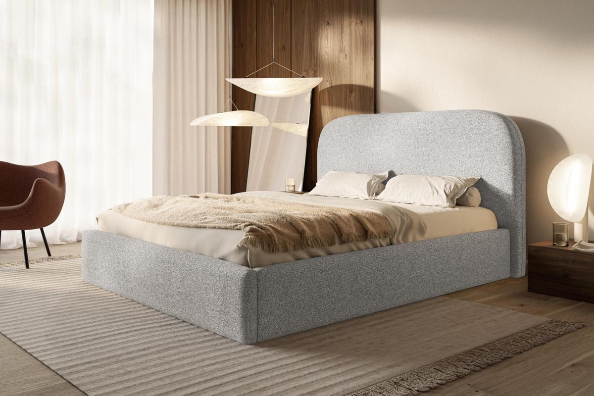 BETT 180x200 - Polsterbett mit Bettkasten und Metallrahmen - Modern Betten - Eleganter Puente-Stoff - Kollektion Verona - Grau - Grau, Holz/Textil (180/200cm) - Alpi-Möbel