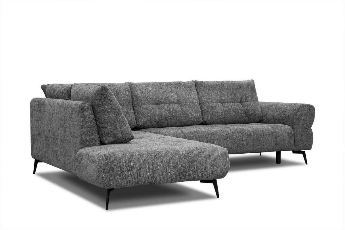 ECKSOFA SALVINI 5-Sitzer, dunkelgrau - Dunkelgrau/Schwarz, Holzwerkstoff/Textil (158/292cm) - Wozimo