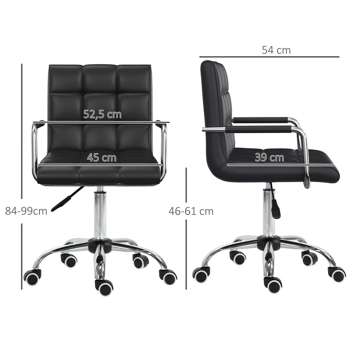 BÜROSTUHL Drehstuhl Rollhocker Drehhocker Arbeitshocker Stuhl Sessel Schwarz - Schwarz, Kunststoff (54/99/52.5cm) - HOMCOM