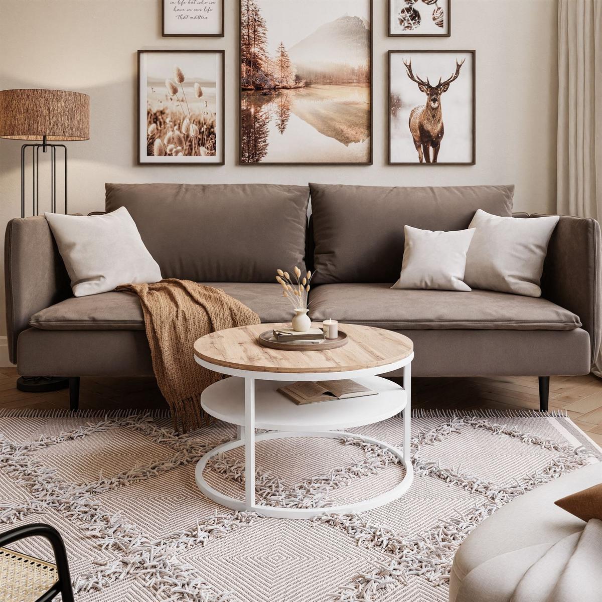 COUCHTISCH CIRI SLIM mit Regal Eichenholz Wotan - Weiß, Holzwerkstoff (60/60/42cm) - Lookway