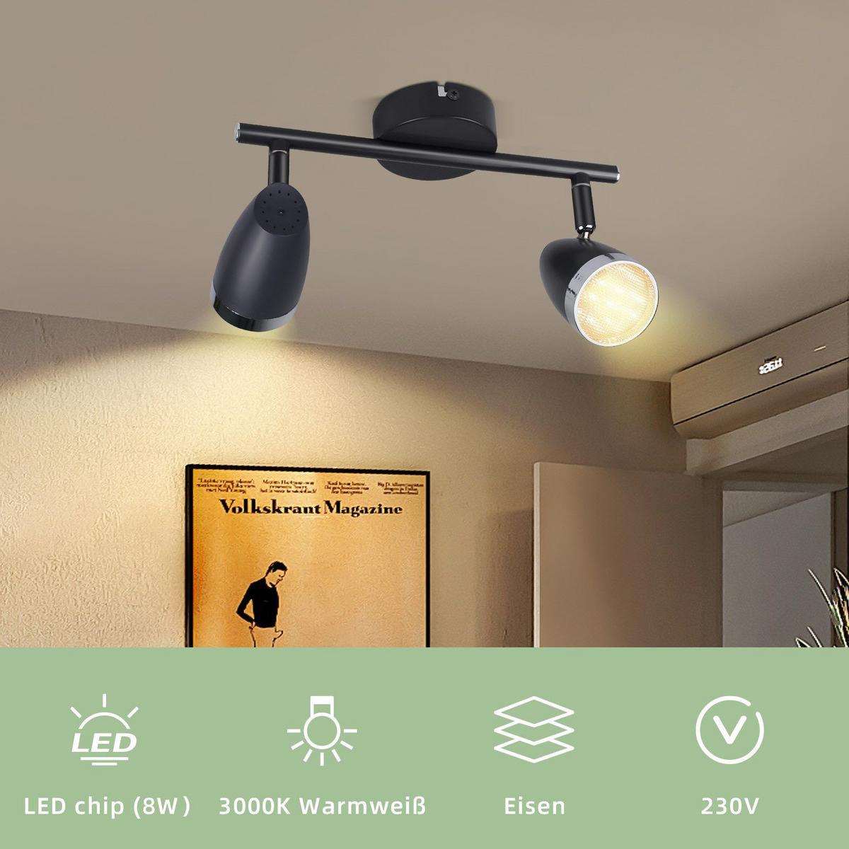 LED-DECKENSTRAHLER Letizia 2-flammig 25/15.5/5.6cm - Dunkelgrau, Metall (25/15.5/5.6cm) - Nettlife