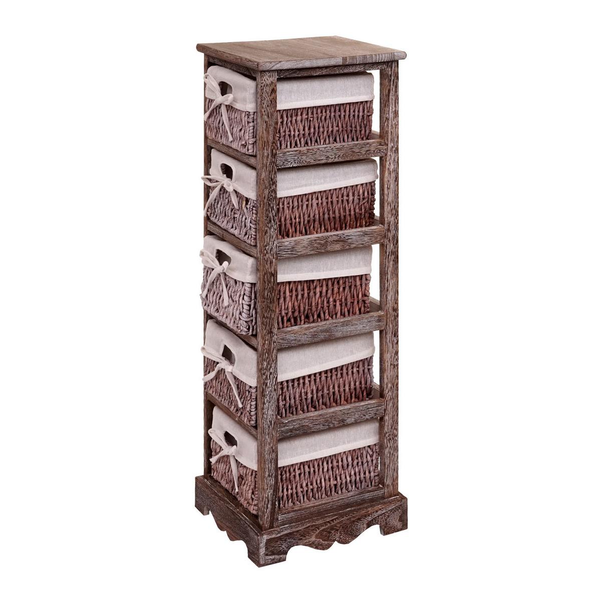 KOMMODE MIT 5 KORBSCHUBLADEN Braun - Braun, Holz (25/90/28cm) - MCW