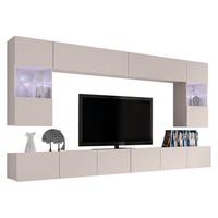 WOHNWAND Calabrini I mit blauer LED Beleuchtung - Kaschmir, Holzwerkstoff (300/34/43cm) - MIRJAN24