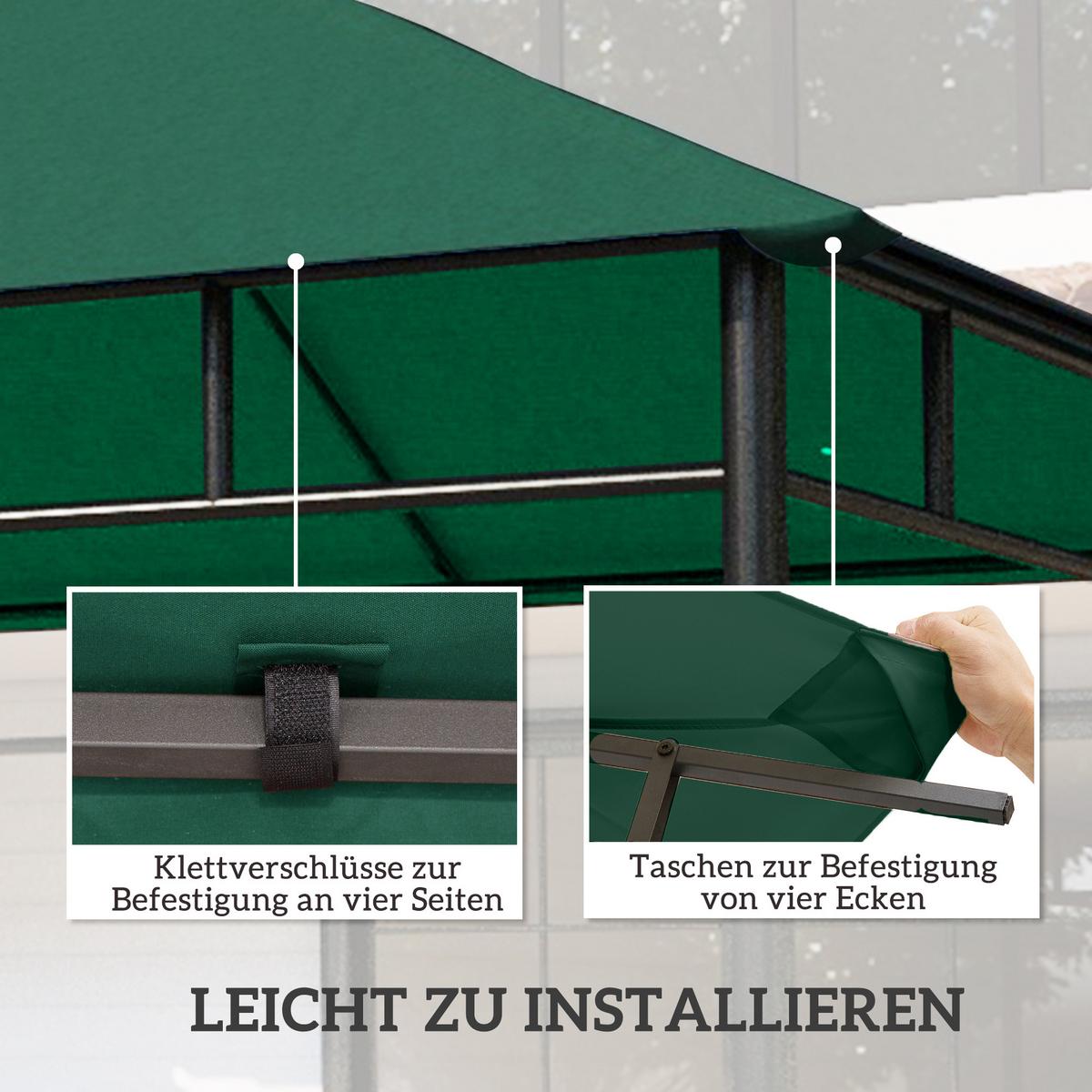 PAVILLONDACH, Polyester, Grün - Grün, Kunststoff (298/1/298cm) - Outsunny