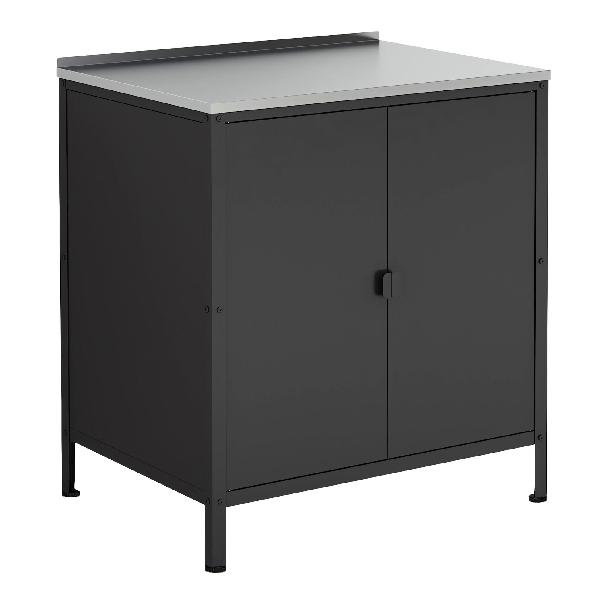 OUTDOOR-SCHRANK Bolognano - Schwarz, Metall (80/92/50cm) - casa.pro