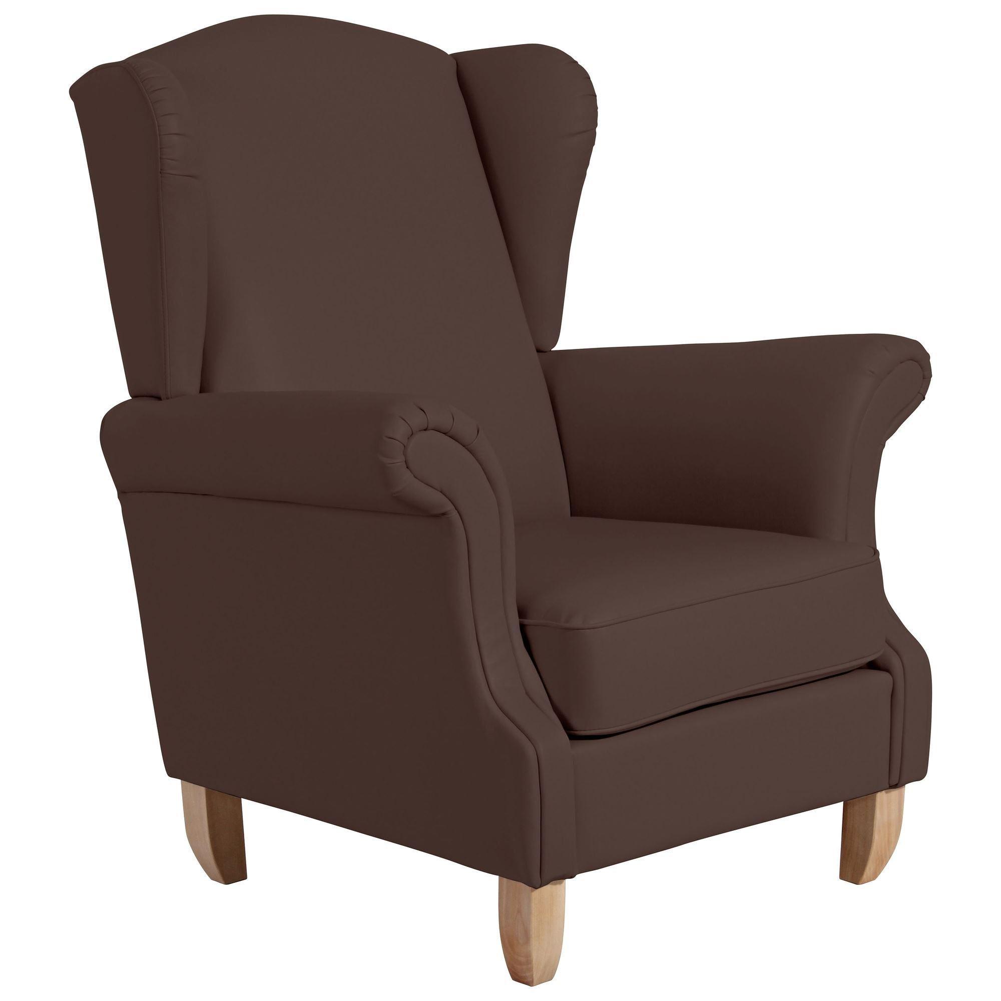 OHRENSESSEL Katria Bezug Kunstleder Buche natur / braun - Braun, Kunststoff (88/108/84cm) - 58aufmkessel