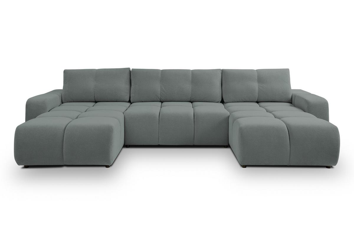 WOHNLANDSCHAFT Hosio Hellgrau 359/177/88 cm mit Schlaffunktion - Schwarz/Hellblau, Kunststoff/Textil (359/88/177cm) - AX Living