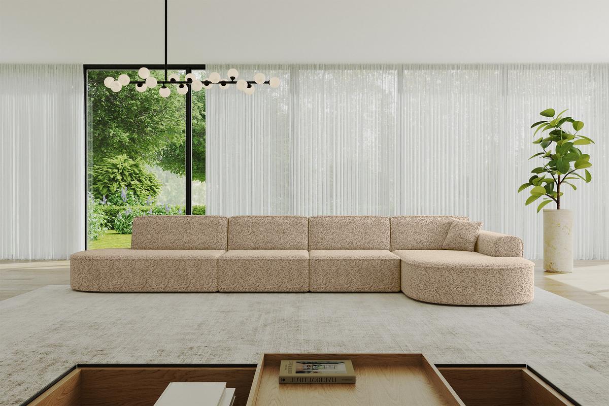 ECKSOFA Ottomane Rechts MARI-L3 - 413x171x79 cm Braun Tissu - Schwarz/Braun, Holzwerkstoff/Kunststoff (171/413cm) - ALTDECOR