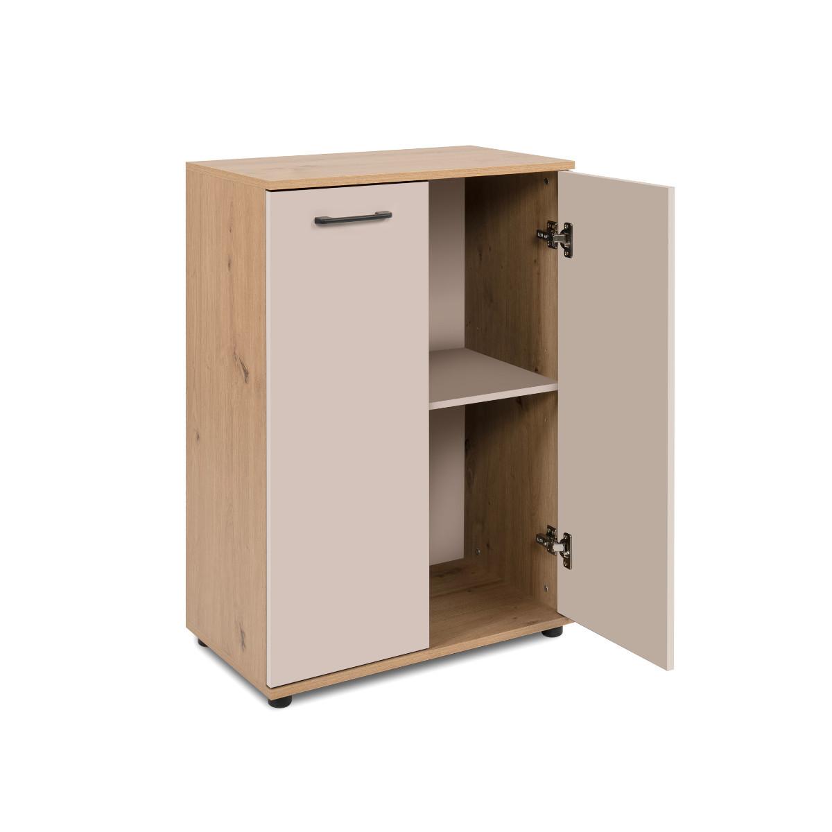 SIDEBOARD 2 Türen Eicheneffekt und Kaschmir 35/85,5/60 cm - Eschefarben, Holzwerkstoff (35/85.5/39.5cm) - Calicosy