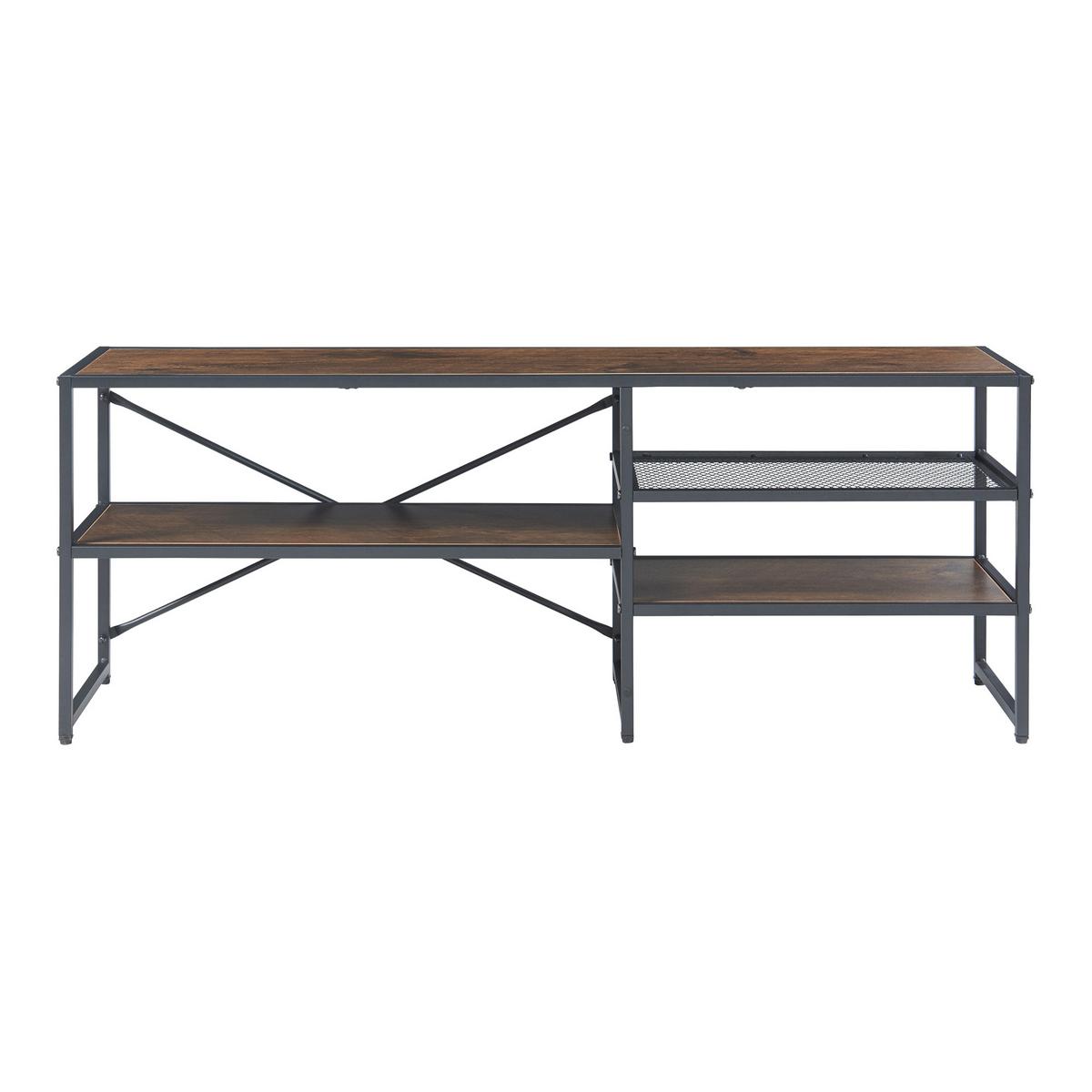 TV-ELEMENT Västiarharg - Walnussfarben/Schwarz, Holzwerkstoff/Metall (120/46/30cm) - [en.casa]