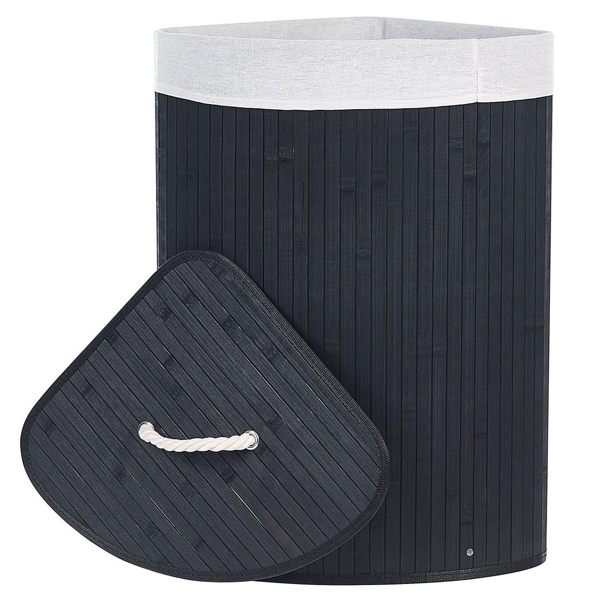KORB Schwarz Matara - Schwarz/Weiß, Holz (60/60/35cm) - Beliani