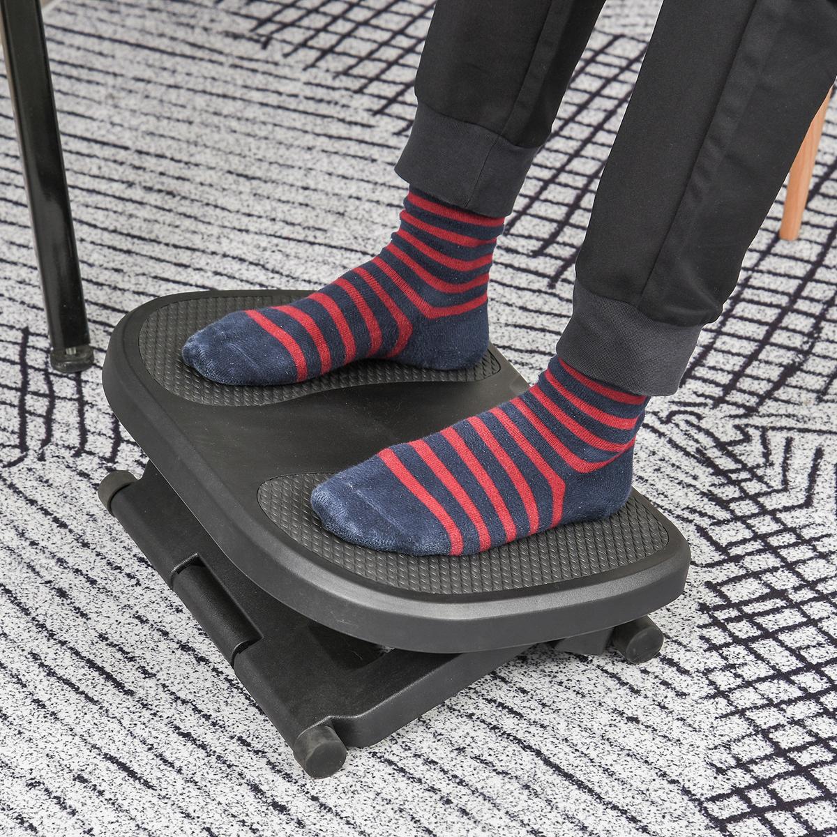 FUSSSTÜTZE Fußablage Fußablage 3 Höhen Verstellbar HIPS schwarz - Schwarz, Kunststoff (34/10/45cm) - HOMCOM