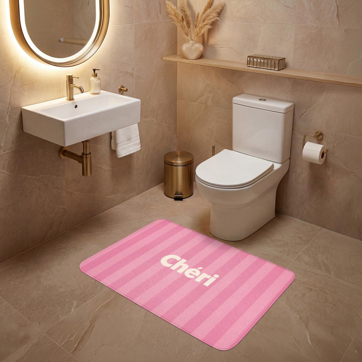 WC-VORLEGER Gestreift - Rosa - Chéri Toilettenteppich 90x60 cm - Pink, Textil (90/1cm) - OnlyWow