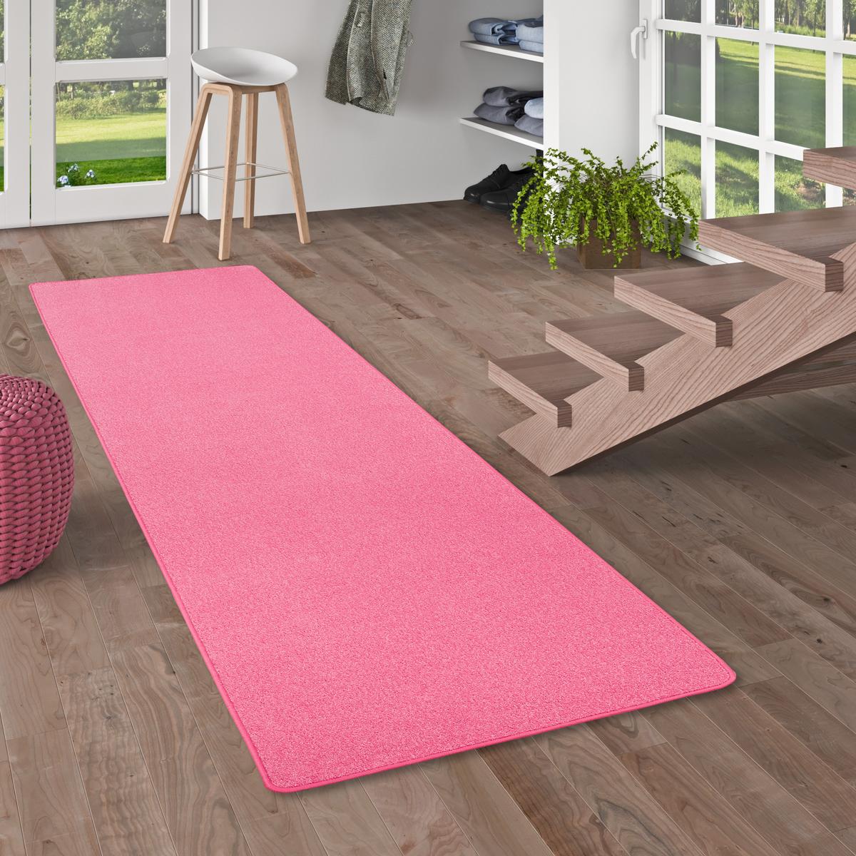 TREND VELOURS LÄUFER TEPPICH JOY - Rosa, Textil (80/320cm) - Snapstyle
