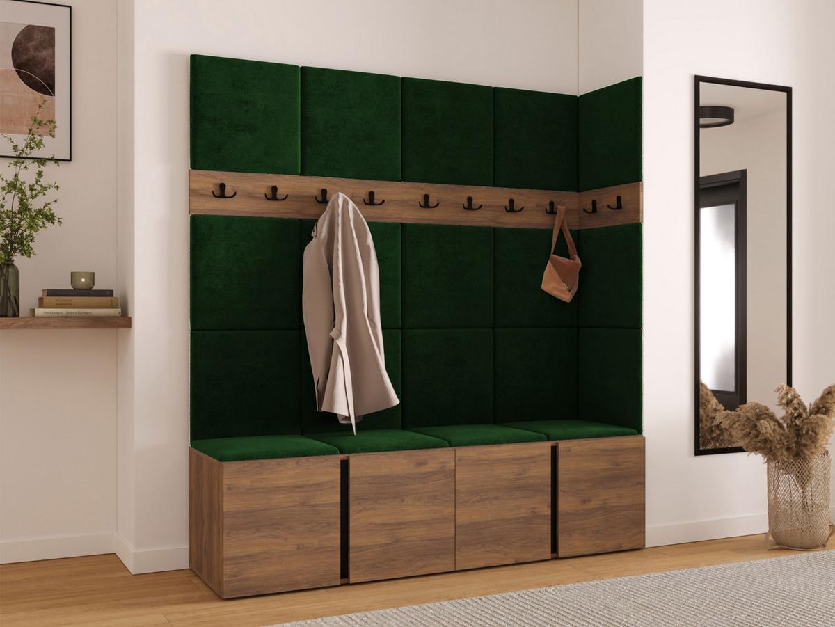 GARDEROBEN-SET Orion II - Nussbaumfarben/Grün, Holzwerkstoff/Kunststoff (168/186/46cm) - MIRJAN24