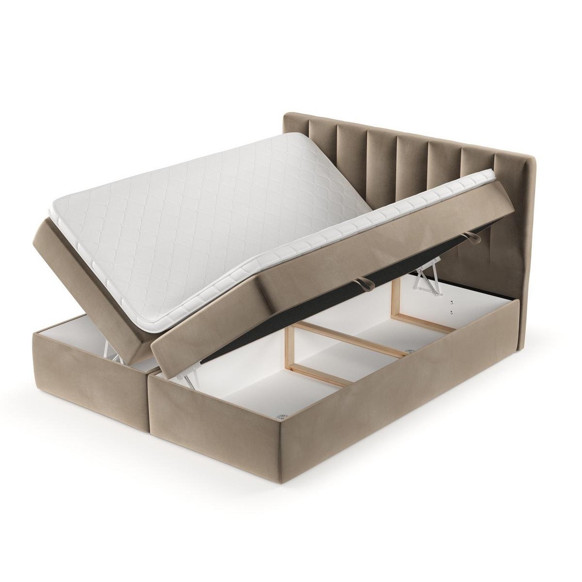 BOXBETT Bari 200/200 cm Taupe im Paros Stoff - Taupe, Holz/Holzwerkstoff (200/200cm) - AltaBeds