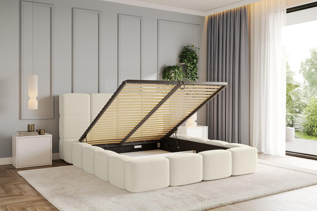 POLSTERBETT mit Bettkasten und Lattenrost mit Kopfteil, Boxbett ohne Matratze, mit Stauraum - NATA 120x200 Beige - Beige, Holzwerkstoff/Textil (120/200cm) - ALTDECOR