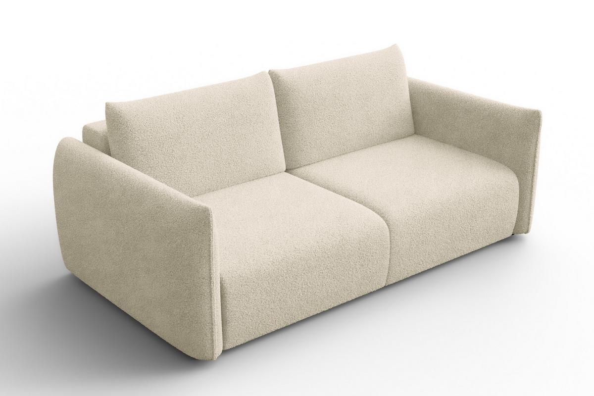 SOFA TAUER 3-Sitzer, Bouclé-Stoff ecru - Ecru/Schwarz, Holz/Textil (206/84/112cm) - Courtois Laville