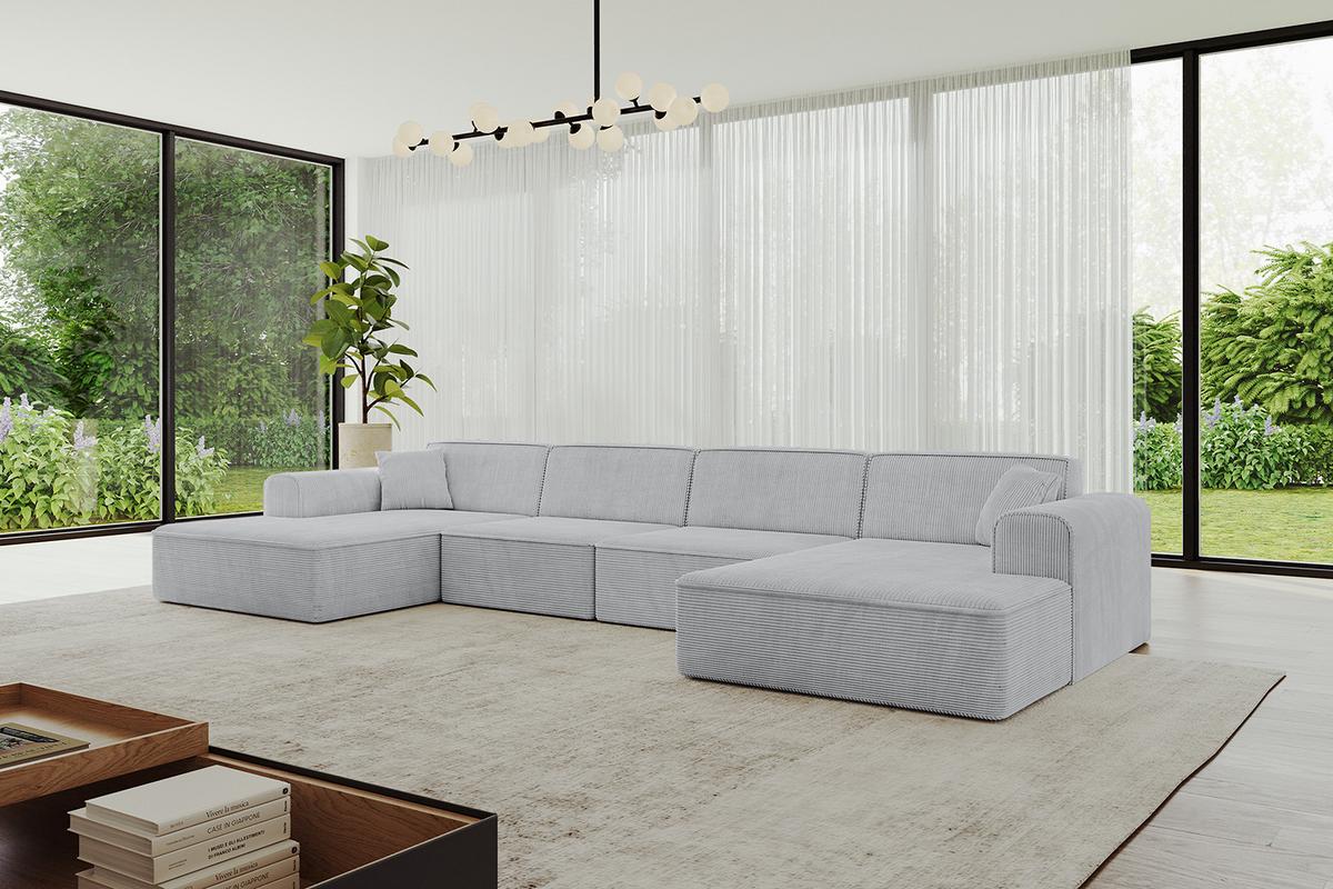 WOHNLANDSCHAFT IREA-U2-v3 - 386x165x77 cm Grau - Hellgrau/Grau, Holzwerkstoff/Textil (386/77/165cm) - ALTDECOR