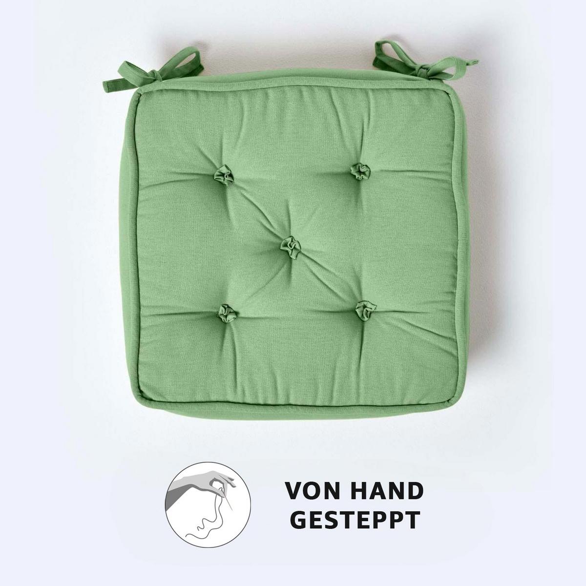 SITZKISSEN grün 40/40/10 cm – Stuhlkissen Baumwolle - Grün, Textil (40/40/10cm) - Homescapes