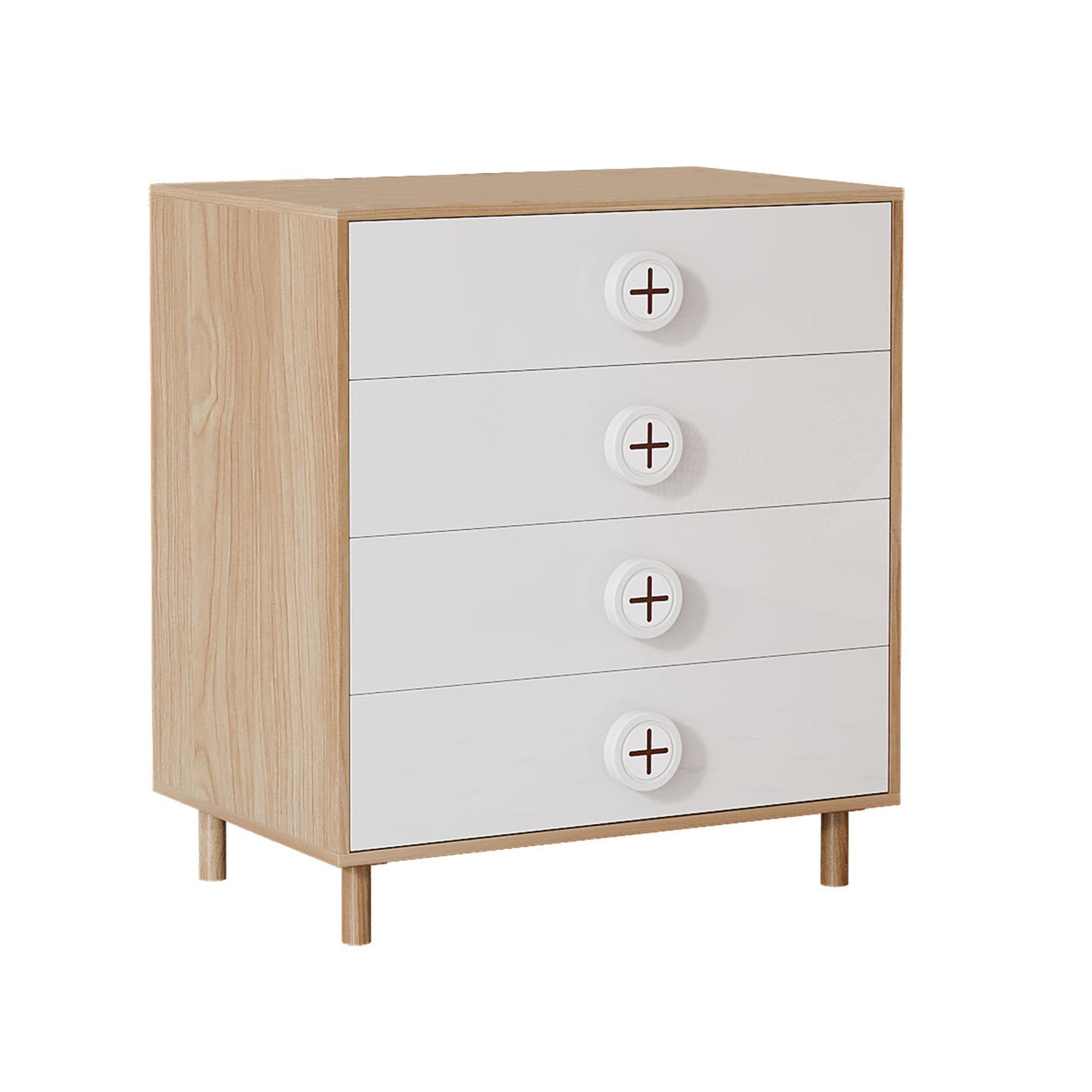 NACHTSCHRÄNKCHEN Modern Weiß Holzoptik mit 4 Schubladen 80×54×90 cm - Weiß, Holzwerkstoff (80/90/54cm) - Urban Meuble