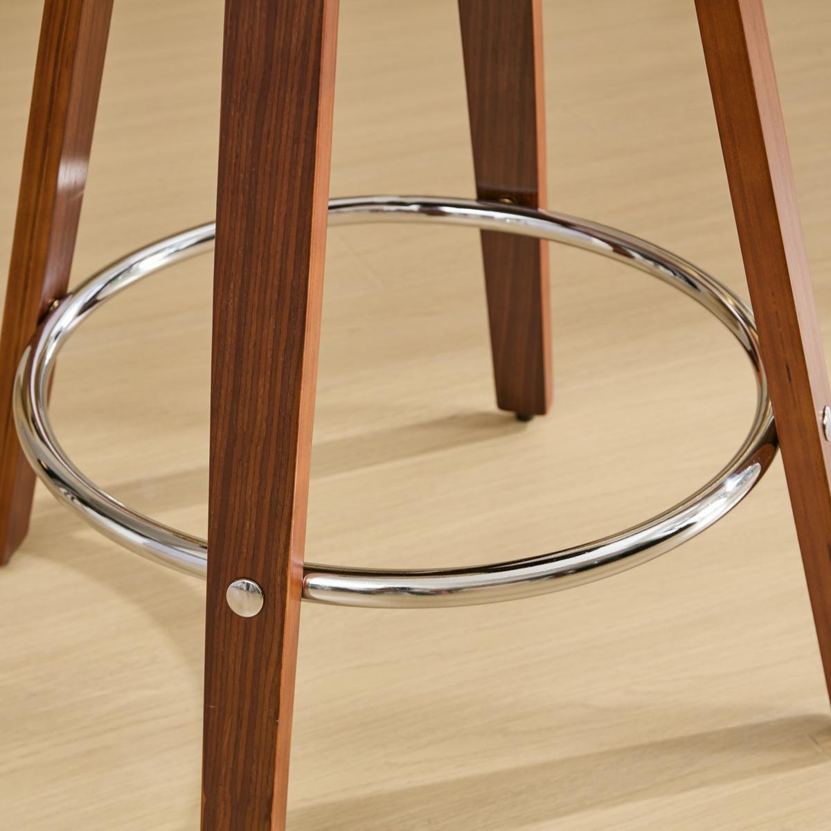 BARHOCKER SET 2 STK. Walnuss Holz Drehbar mit Polstersitz Schwarz - Schwarz, Leder (48/77.5/46.5cm) - Urban Meuble