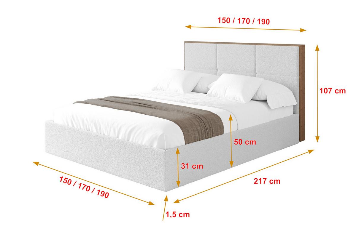 POLSTERBETT mit Bettkasten und Lattenrost, Bett mit Matratze H3/H4 - LILA 180x200 Weiß - Weiß, Holzwerkstoff/Textil (180/200cm) - ALTDECOR