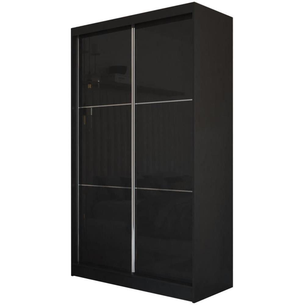 SCHWEBETÜRENSCHRANK Viva II 120/216/61 schwarz mit Spiegel und Schubladen - Schwarz, Holzwerkstoff (120/216/61cm) - Beautysofa