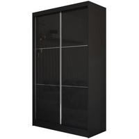 SCHWEBETÜRENSCHRANK Viva II 120/216/61 schwarz mit Spiegel und Schubladen - Schwarz, Holzwerkstoff (120/216/61cm) - Beautysofa