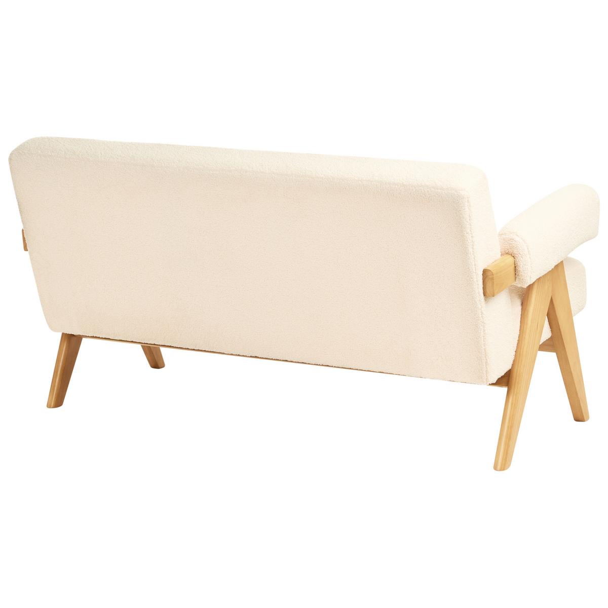 SOFA-SET Bouclé Cremeweiß/Hellbraun Tamre - Creme/Weiß, Textil (148/79/78cm) - Beliani
