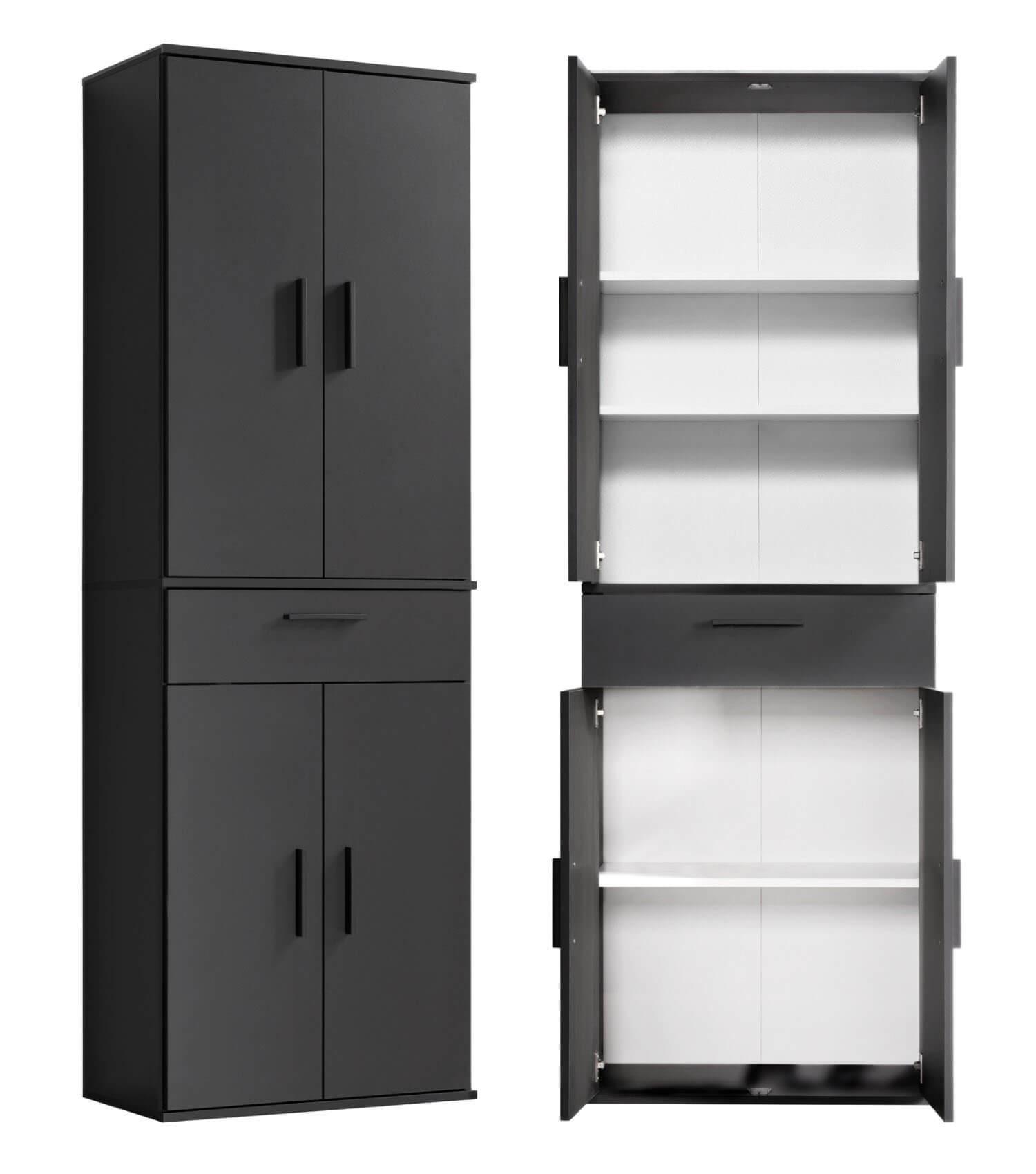 MEHRZWECKSCHRANK Der Praktische - Anthrazit/Schwarz, Holzwerkstoff (60/180/34cm) - Mokebo
