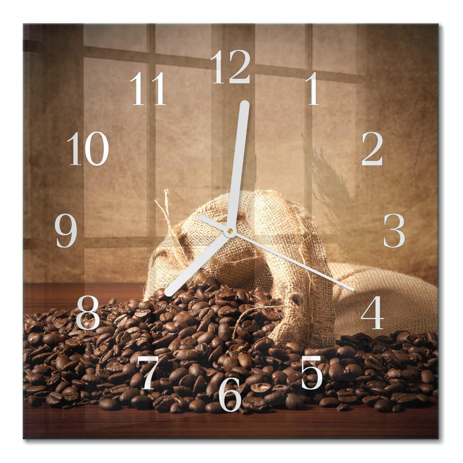WANDUHR aus Glas 30x30 cm - Kaffee - Braun, Glas (30/30/0.4cm) - TULUP