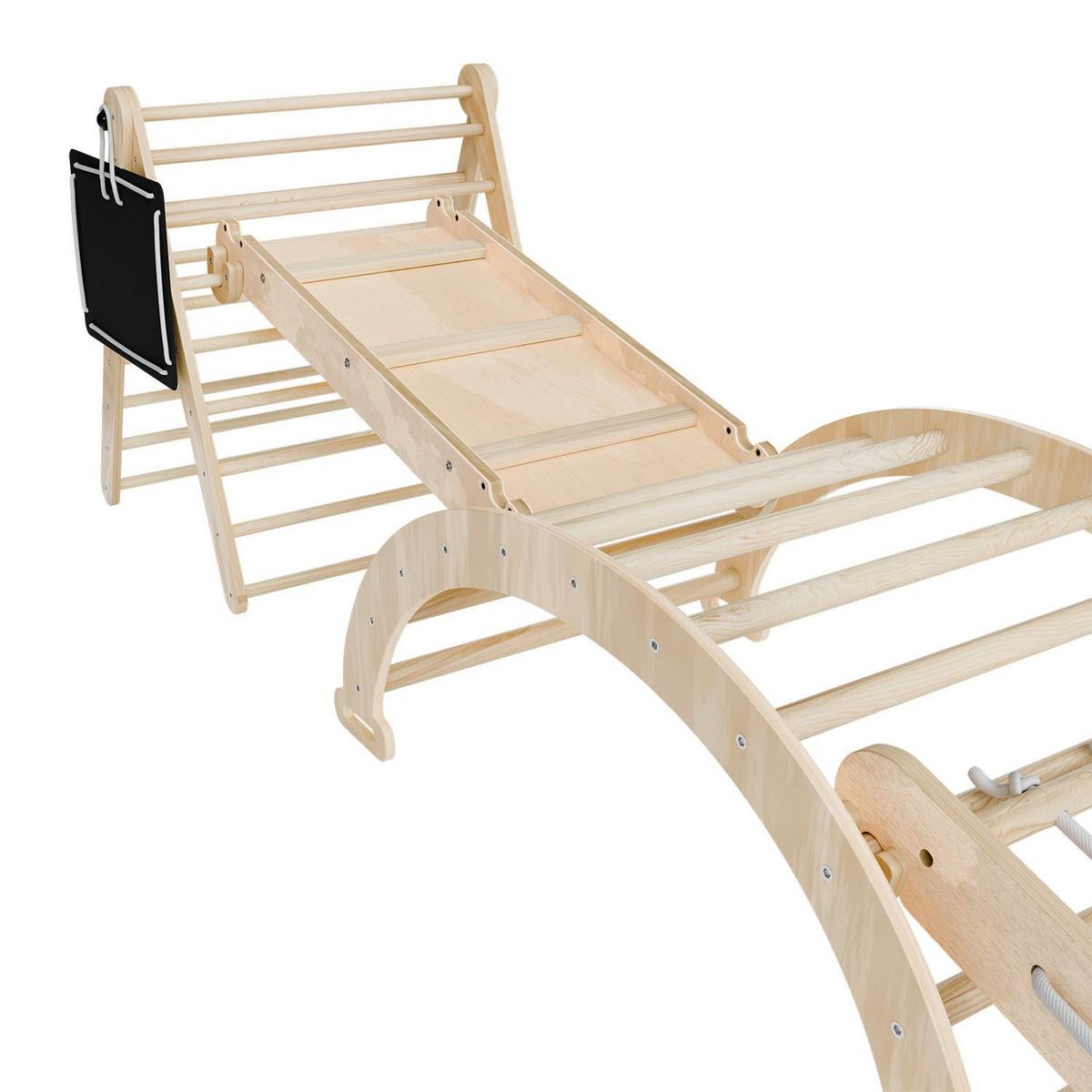 KLETTERDREIECK Movario mit Kissen 80x50cm - Groß - Naturfarben, Holz (56/101/54cm) - Juskys